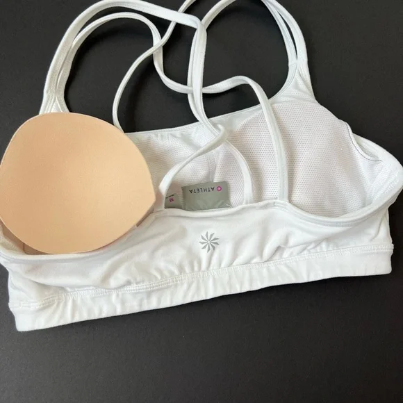 Athleta size medium white double strap, sports bra with removable cups EUC - Picture 5 of 6